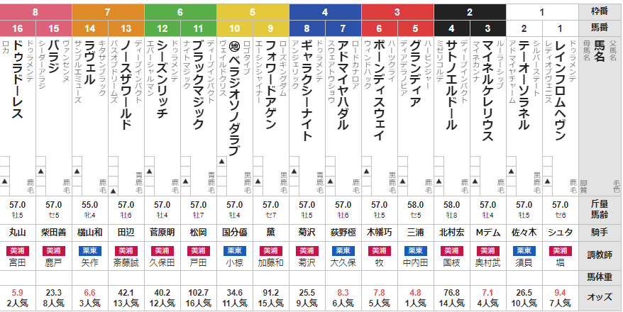 日曜東京11R オクトーバーステークス　予想