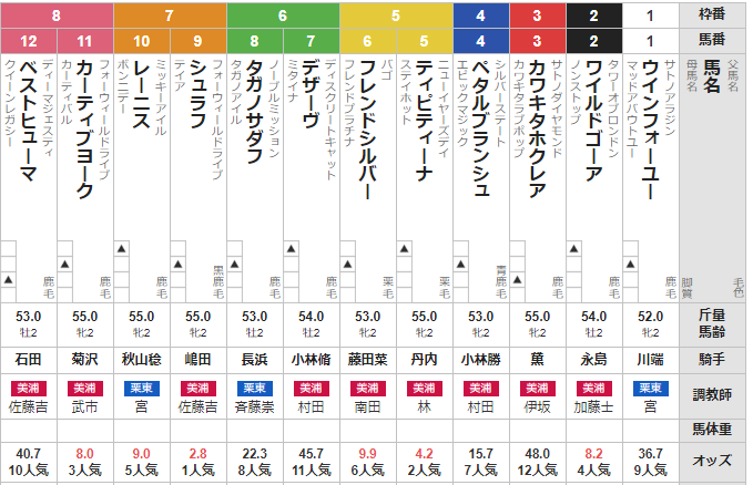 日曜新潟6R ２歳未勝利　予想