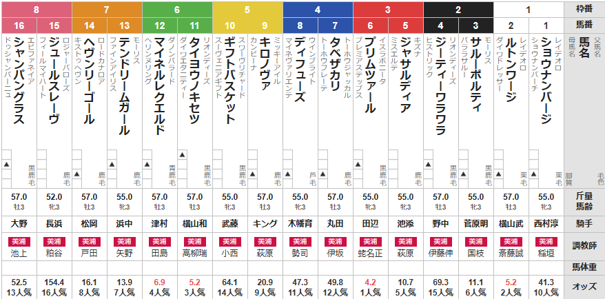 日曜東京6R 3歳未勝利　予想