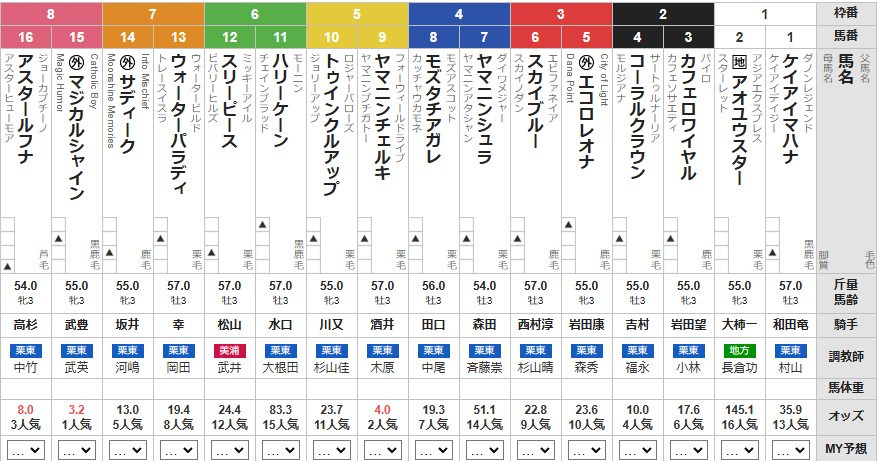 日曜阪神4R 3歳1勝クラス　予想